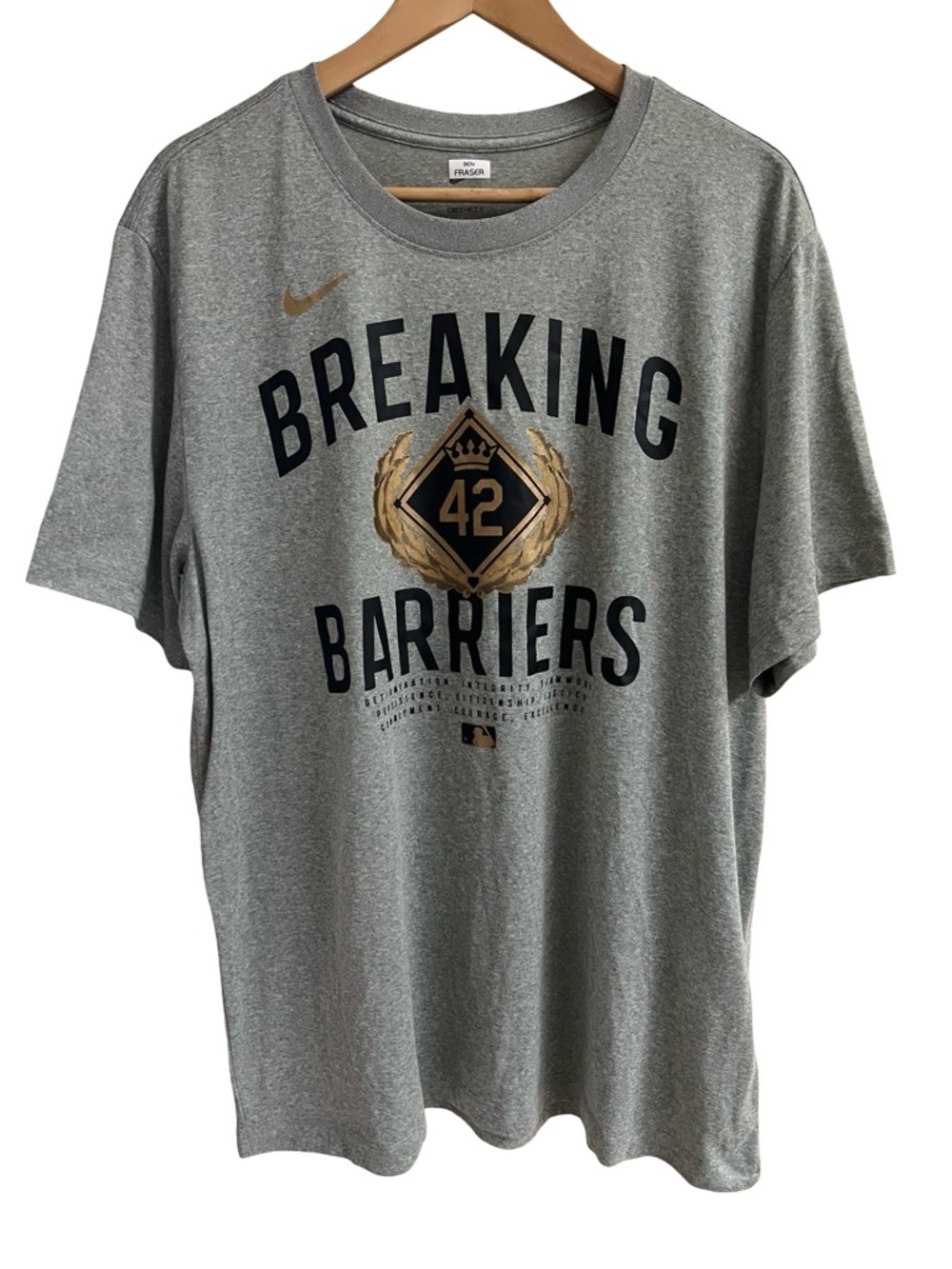 NIKE MLB Jackie Robinson 42 Breaking Barriers Gray Dri-Fit XL Performance Shirt
